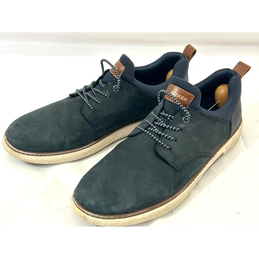 Rieker Memo Soft  Stans Men's Blue Suede Leather Slip on Lace Shoe Size 10/43